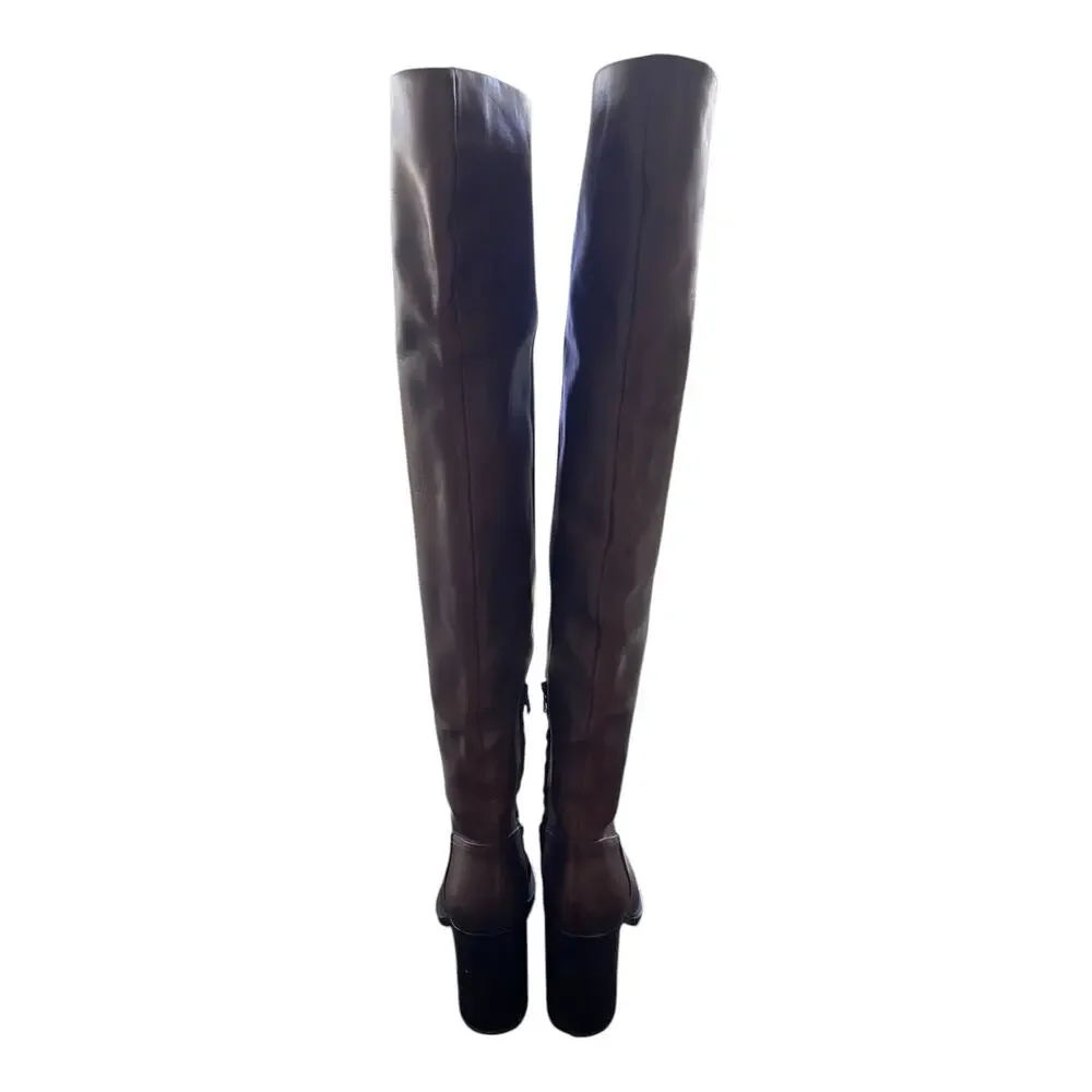 Loeffler Randall Deidre Over The Knee Boots Block Heels Leather Going Out 6B